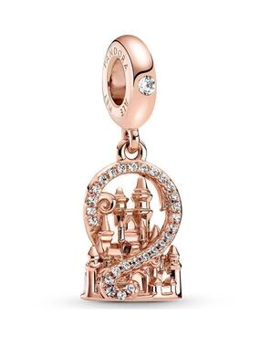 Authentic Pandora Disney Parks Rose Gold Fantasyland Castle Dangle Charm - MINT